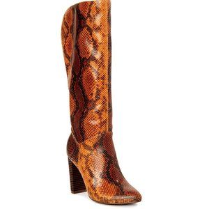 Scoop Joey Rust Snake Knee-High Heeled Boots Rust Snake in Size 8